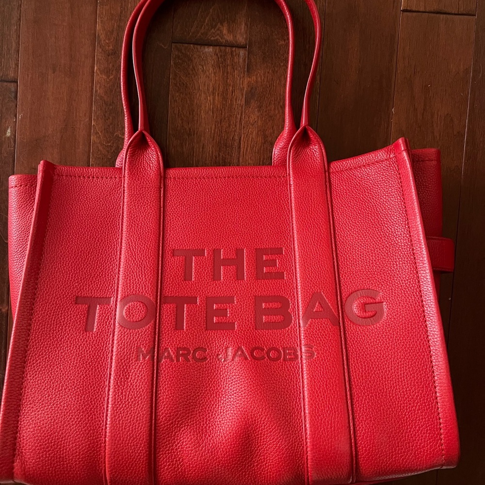 Marc Jacobs Red Tote Bag with Embossed Branding